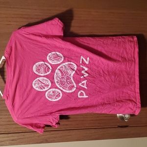 Size S Pink and White Design Paw Print PAWZ Shirt